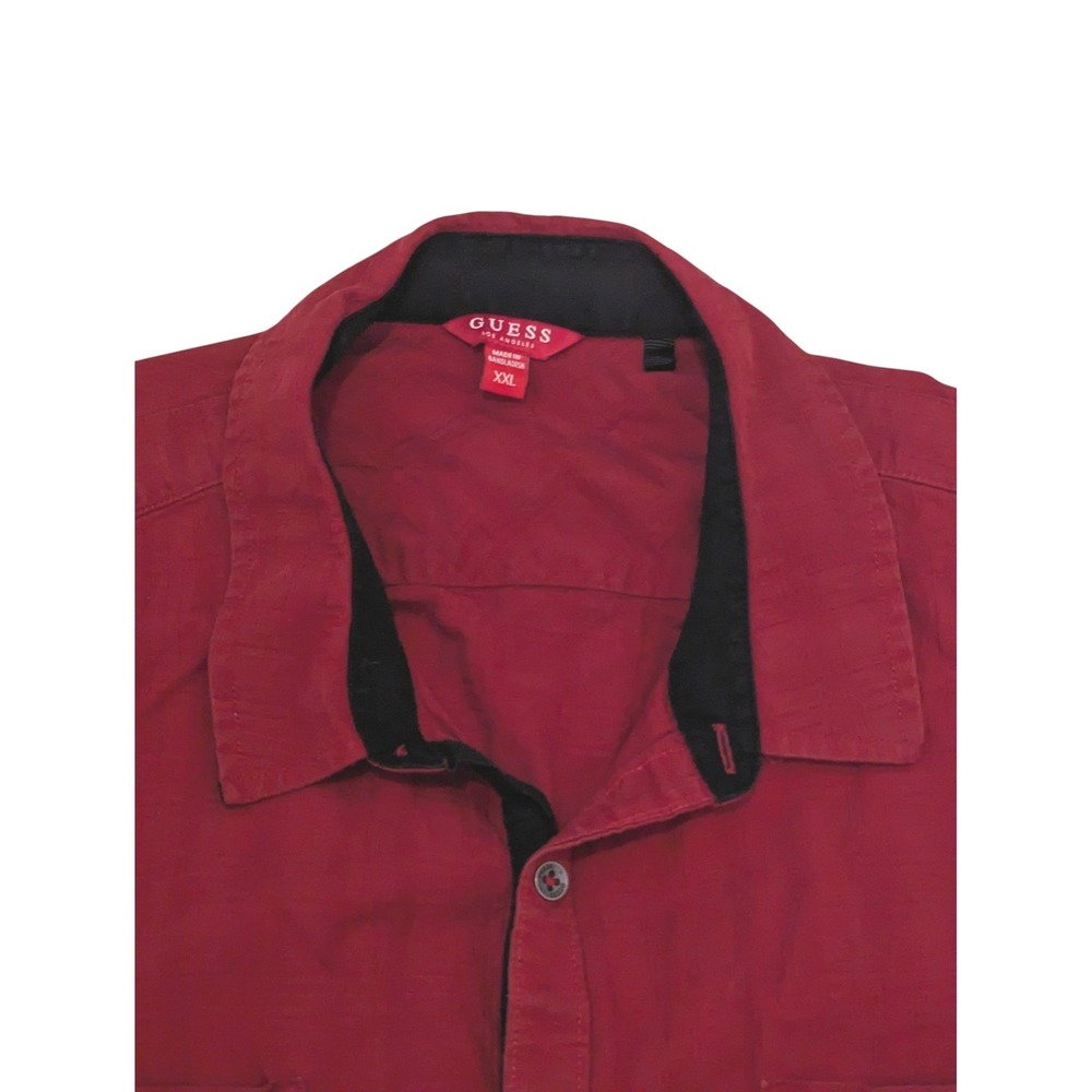 Guess Mens's XXL‎ Red Button Up Shirt Short Sleeve Casual Top Pockets